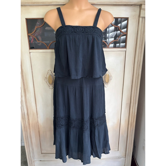 Women's Lucky Brand Navy Boho Set of Crop Top and Midi Skirt | Size M - Picture 1 of 12